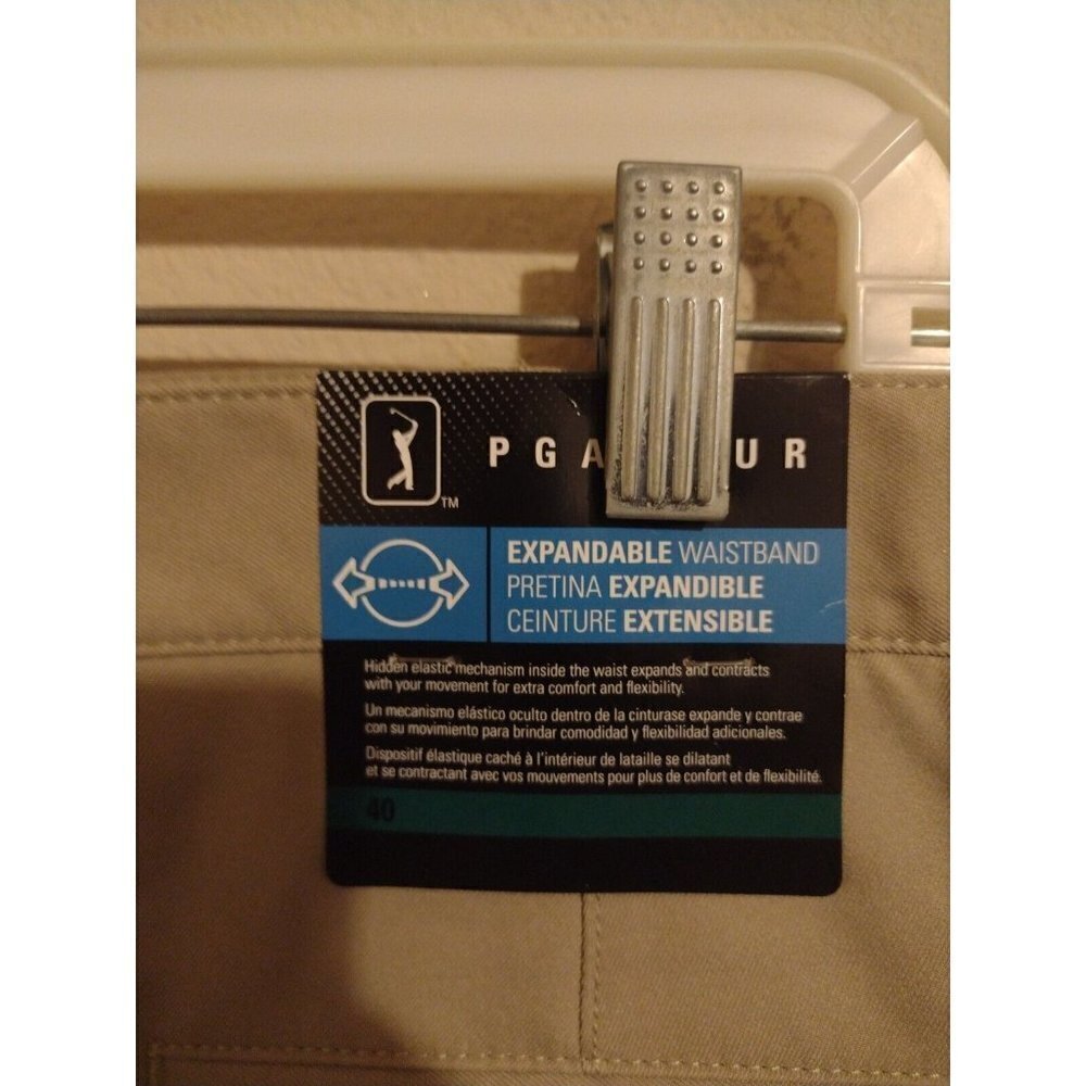 NWT New PGA Tour Expandable Waistband Golf Chino Shorts Brown Size 40 - Picture 5 of 10